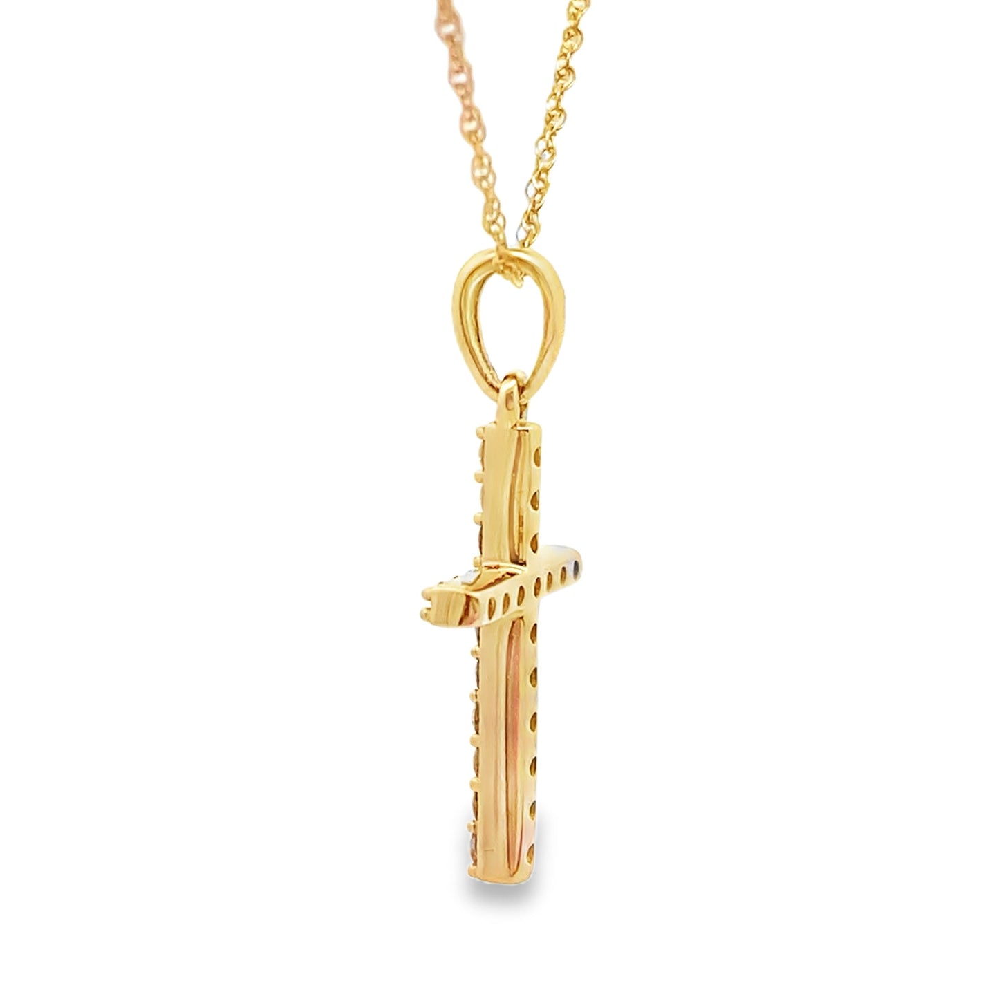 .13ct Diamond Cross Religious Pendant 14KT Yellow Gold Bids.com