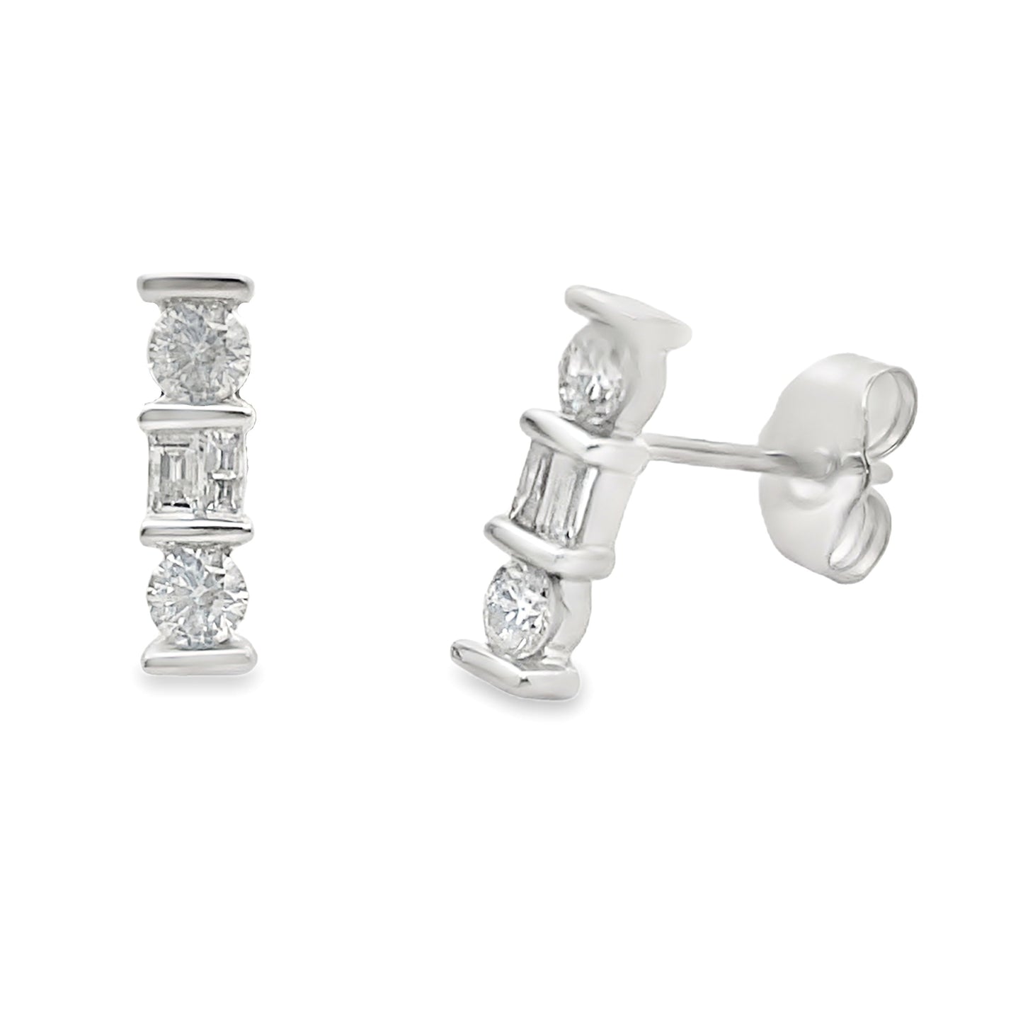 Natural .20ct Diamond Earrings 14KT White Gold Bids.com