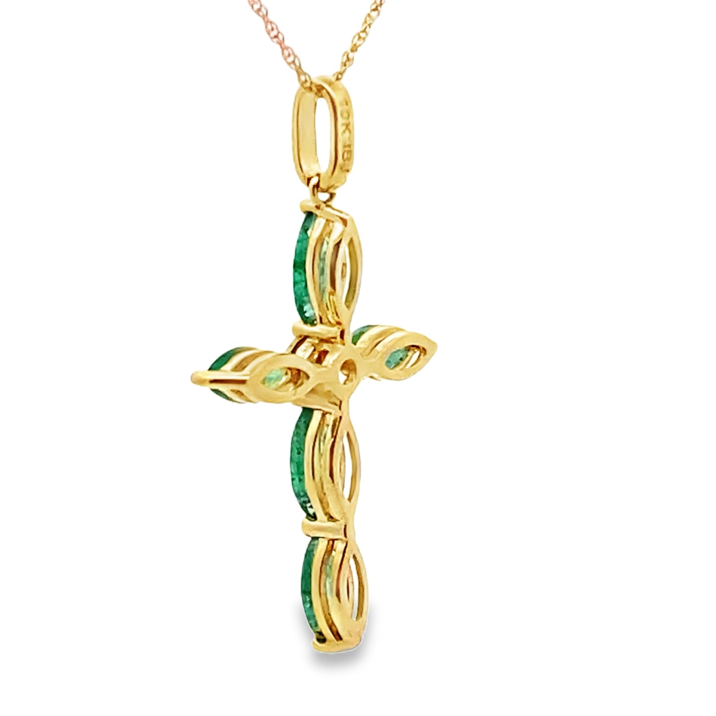 1.11ct Emerald Cross Religious Pendant 10KT Yellow Gold Bids.com