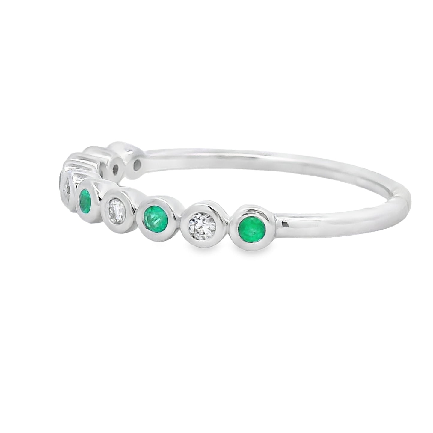 Emerald Diamond stackable band set 14KT White Gold Bids.com