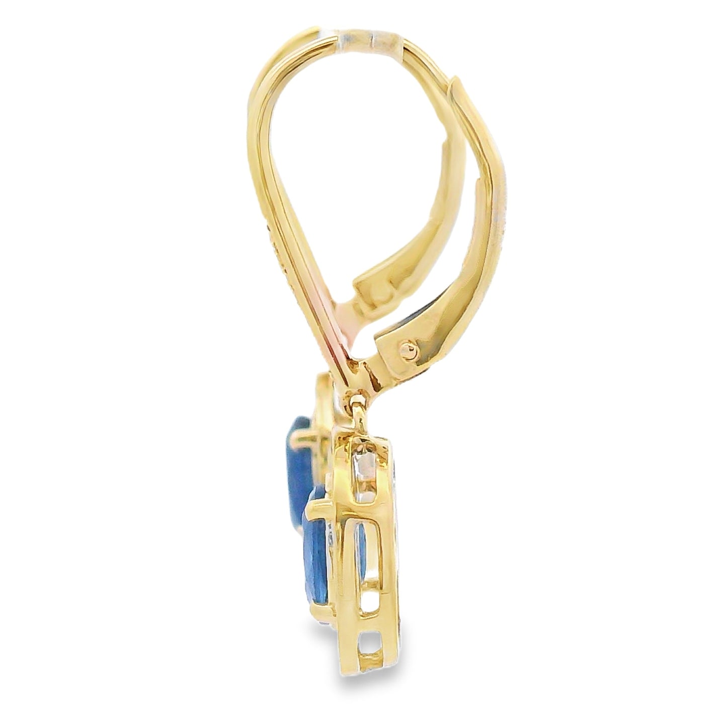 Sapphire Diamond Dangle Earrings 10KT Yellow Gold Bids.com
