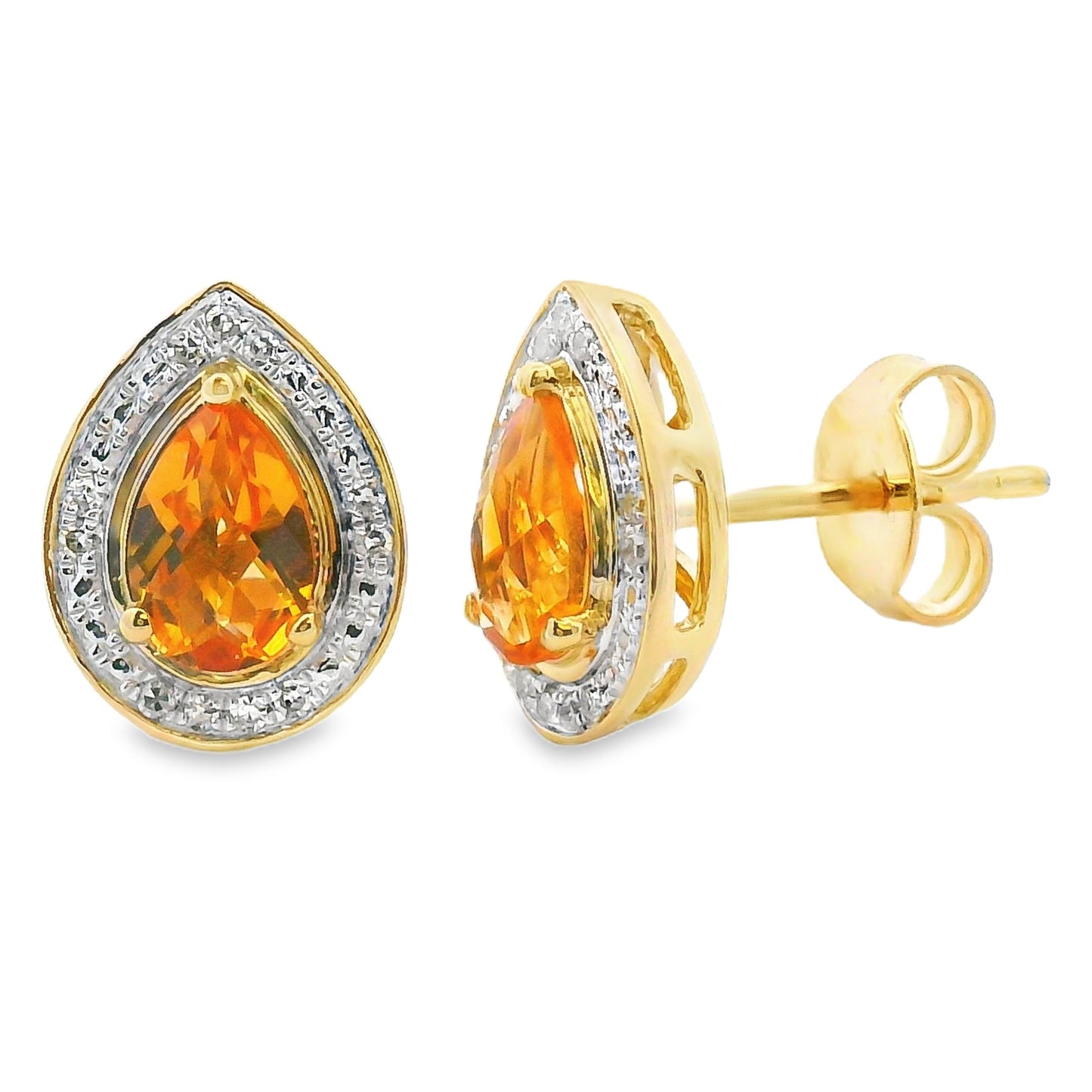 .89ct Citrine Diamond Dangle Earrings 10KT Yellow Gold Bids.com