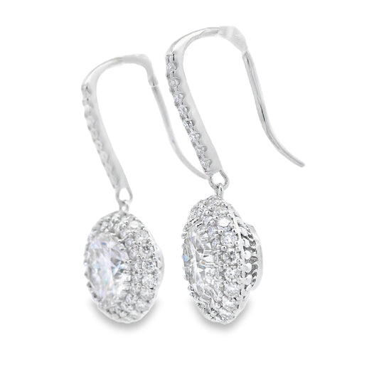8.33ct Moissanite Dangle Earrings Sterling Silver Bids.com