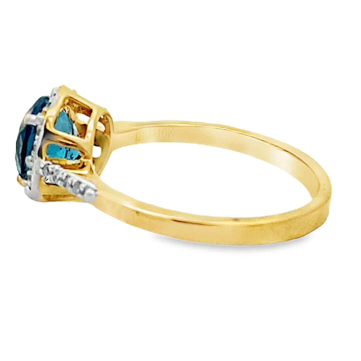 1.35ct London Blue Topaz Diamond Ring 10KT Yellow Gold Bids.com