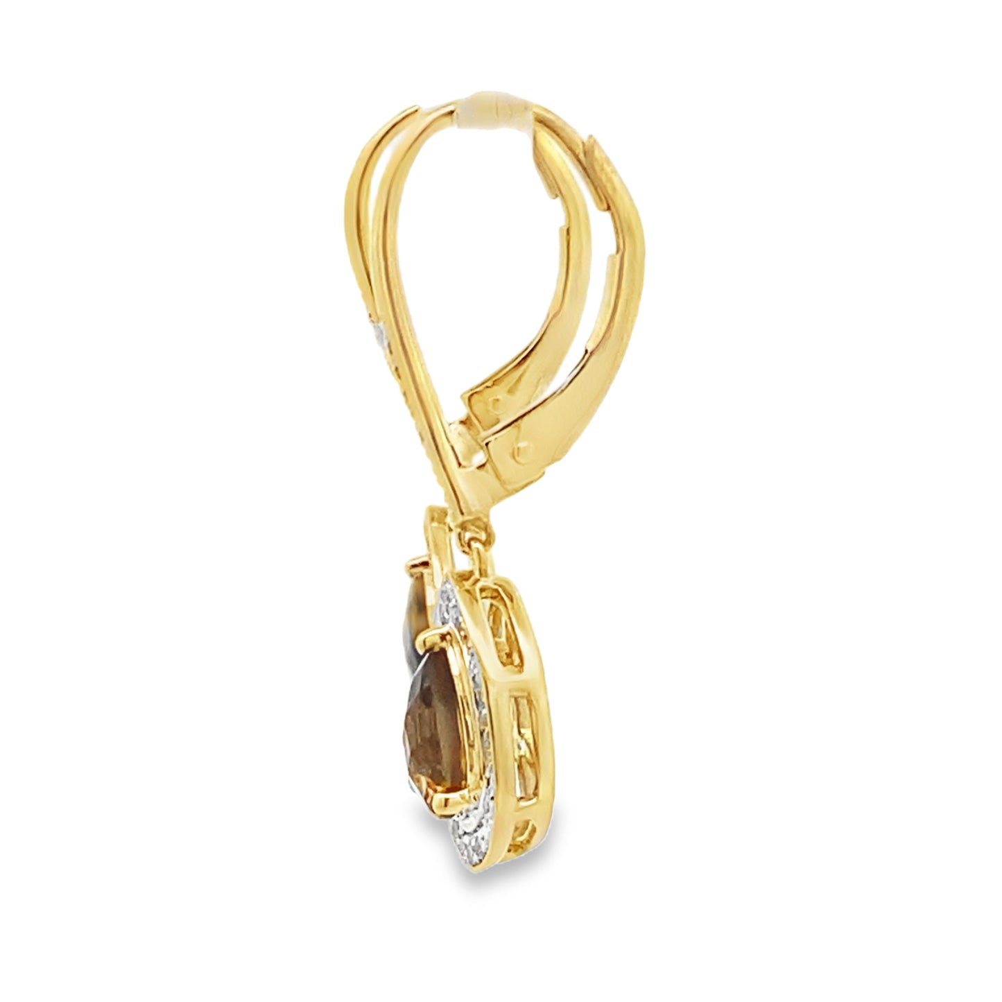 .87ct Quartz Diamond Dangle Earrings 10KT Yellow Gold Bids.com