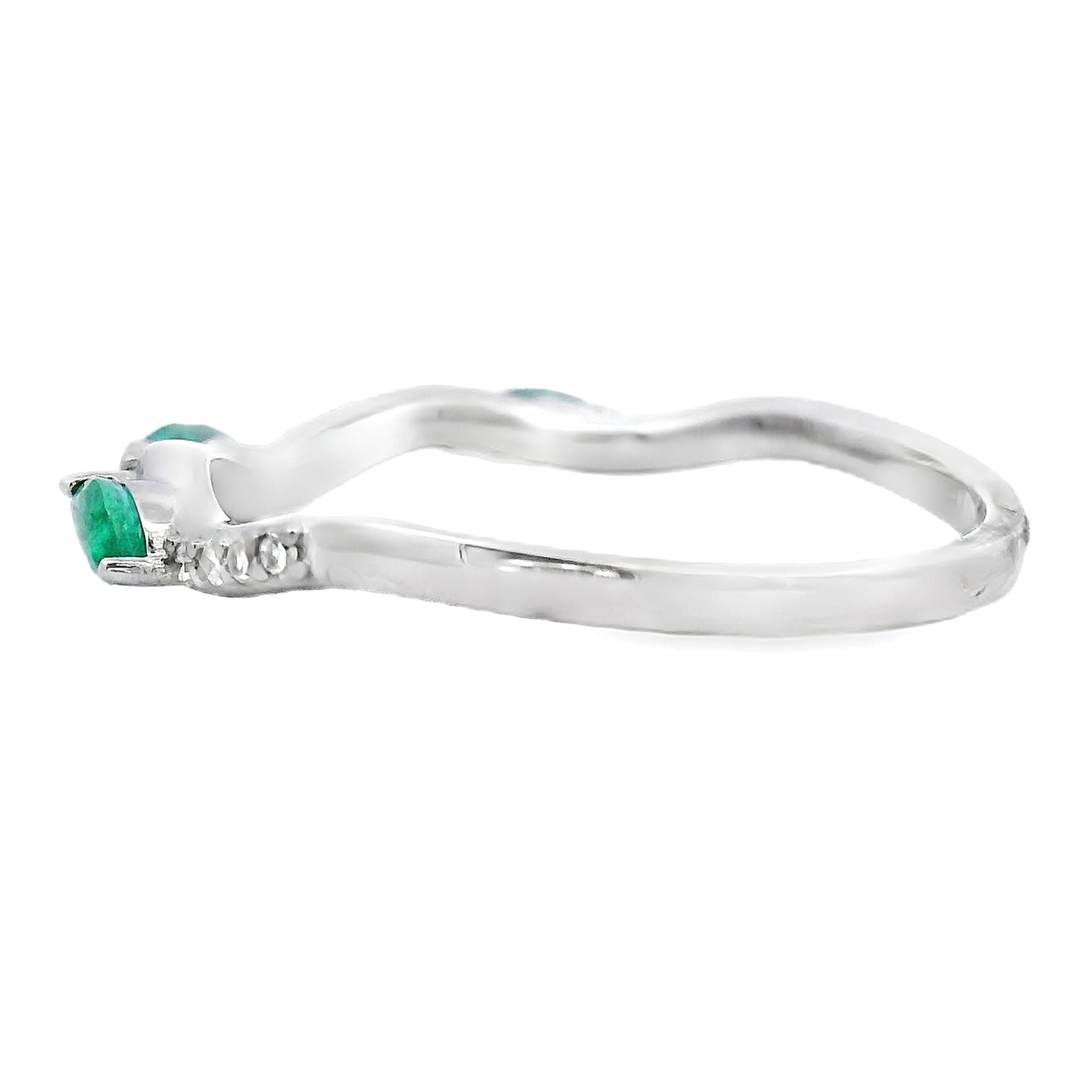 Emerald Diamond stackable band set 14KT White Gold Bids.com