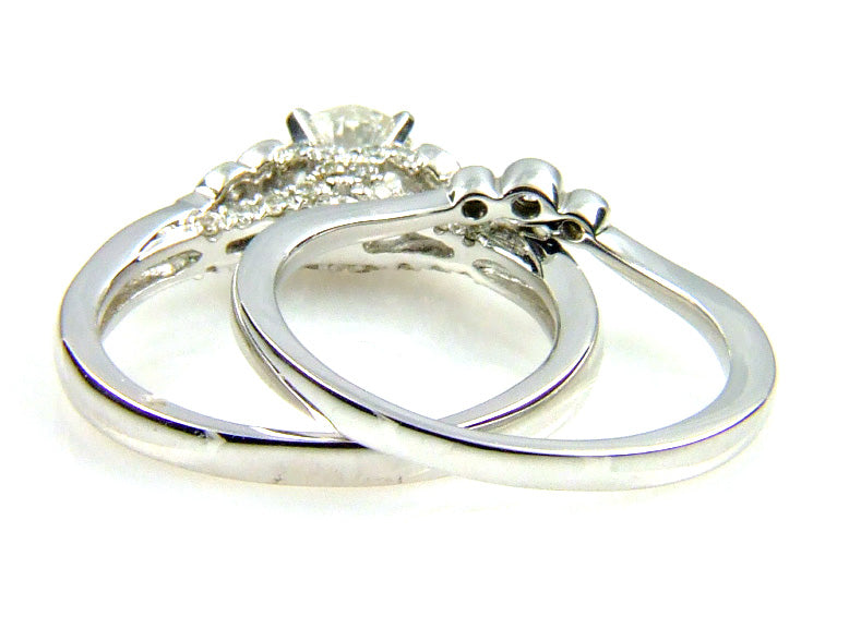 .90ct Antique Style Engagement Ring Set 14KT White Gold Bids.com