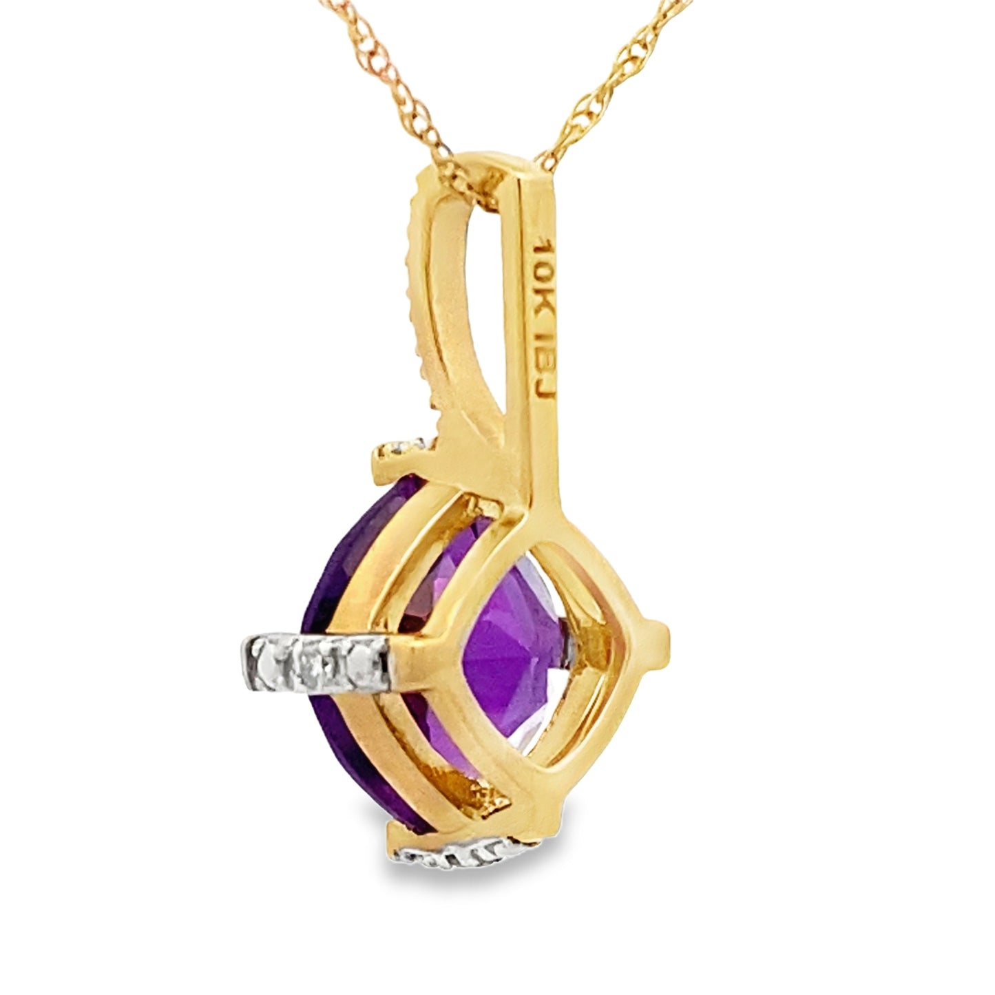 Amethyst Diamond Fashion Pendants 10KT Yellow Gold Bids.com
