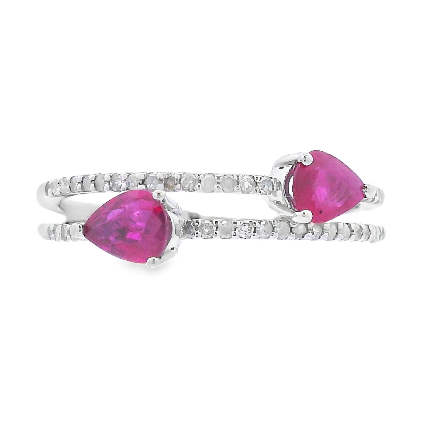 Genuine .64ct Ruby Diamond Ring 14KT White Gold Bids.com
