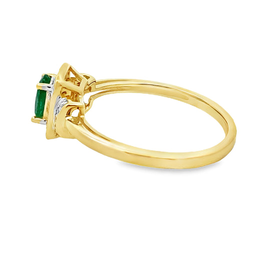 Natural .45ct Emerald Diamond Ring 10KT Yellow Gold Bids.com
