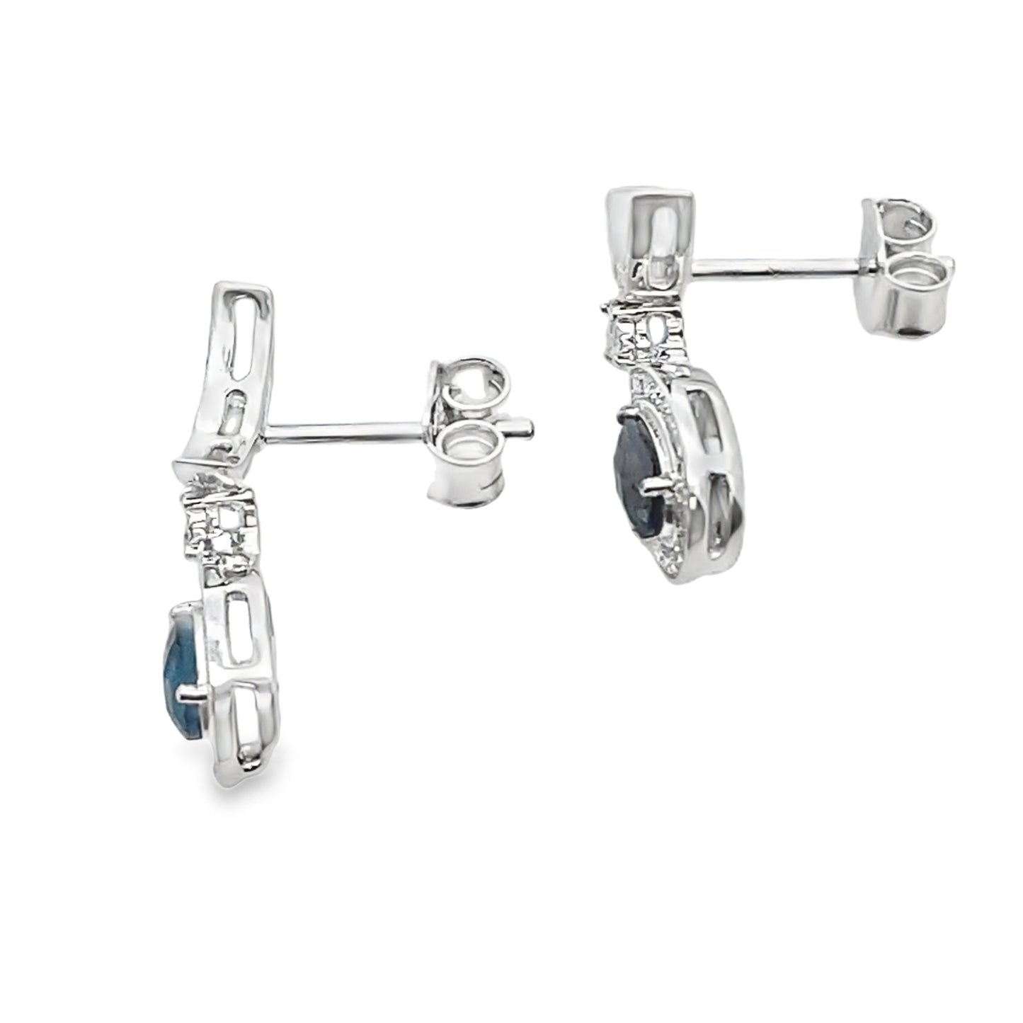 .59ct London Blue Topaz Dangle Earrings 10KT White Gold Bids.com