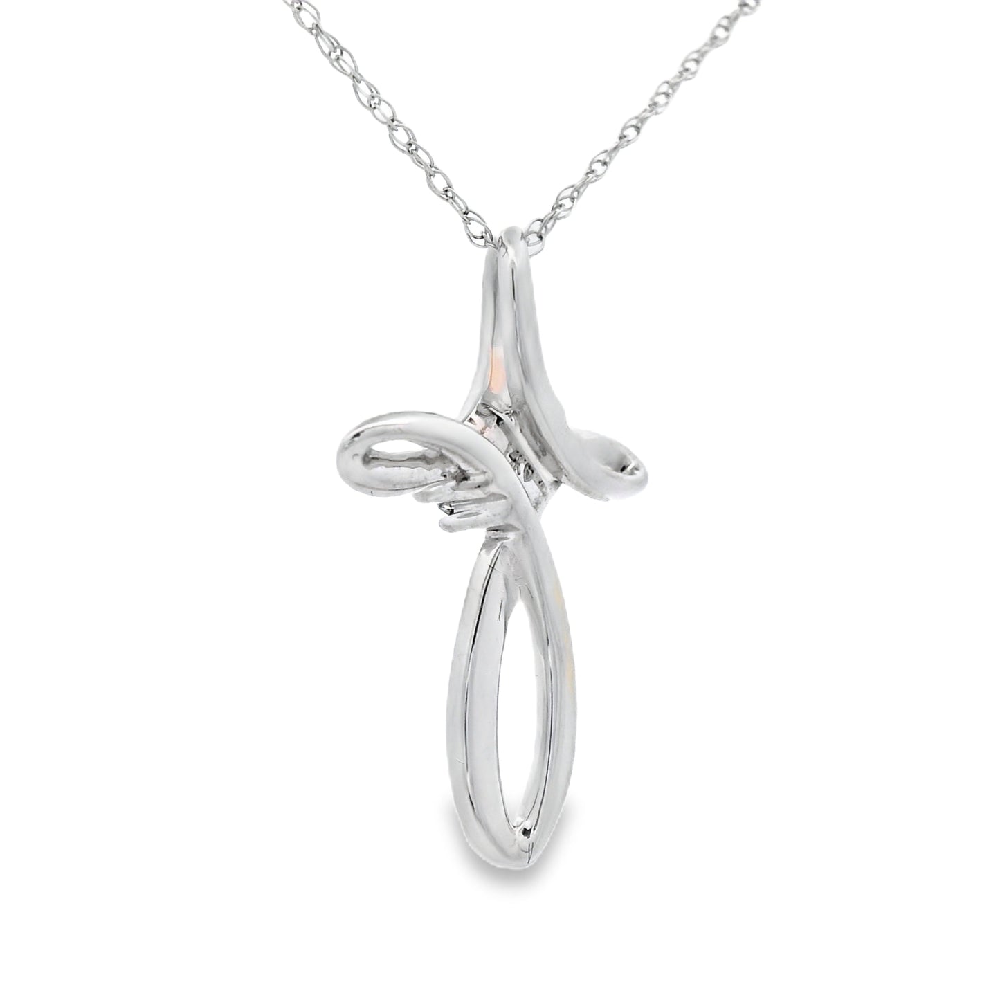 .04ct Diamond Cross Religious Pendant 14KT White Gold Bids.com