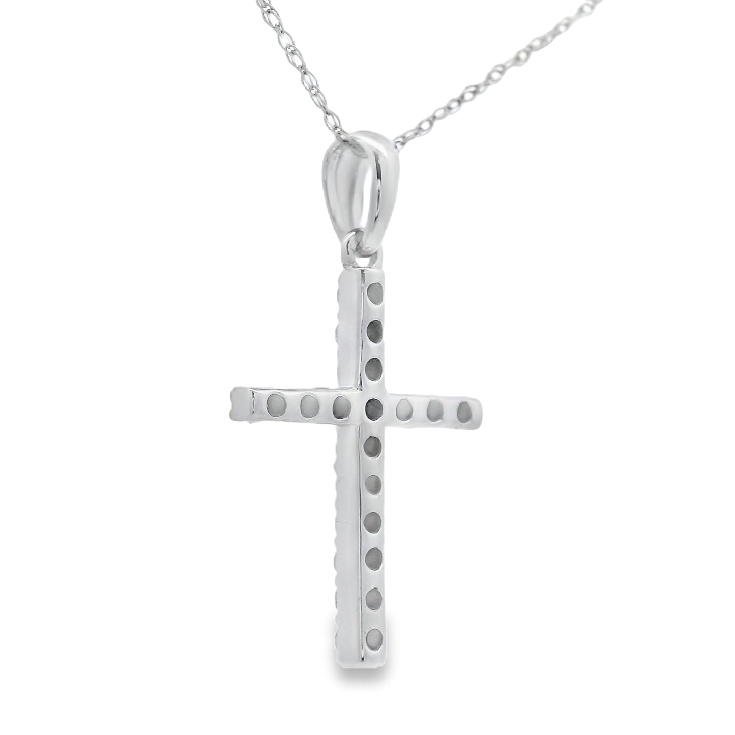 .25ct Diamond Cross Religious Pendant 14KT White Gold Bids.com