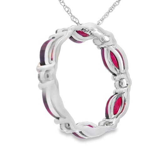 Ruby Diamond Circle of Love Pendant 10KT White Gold Bids.com