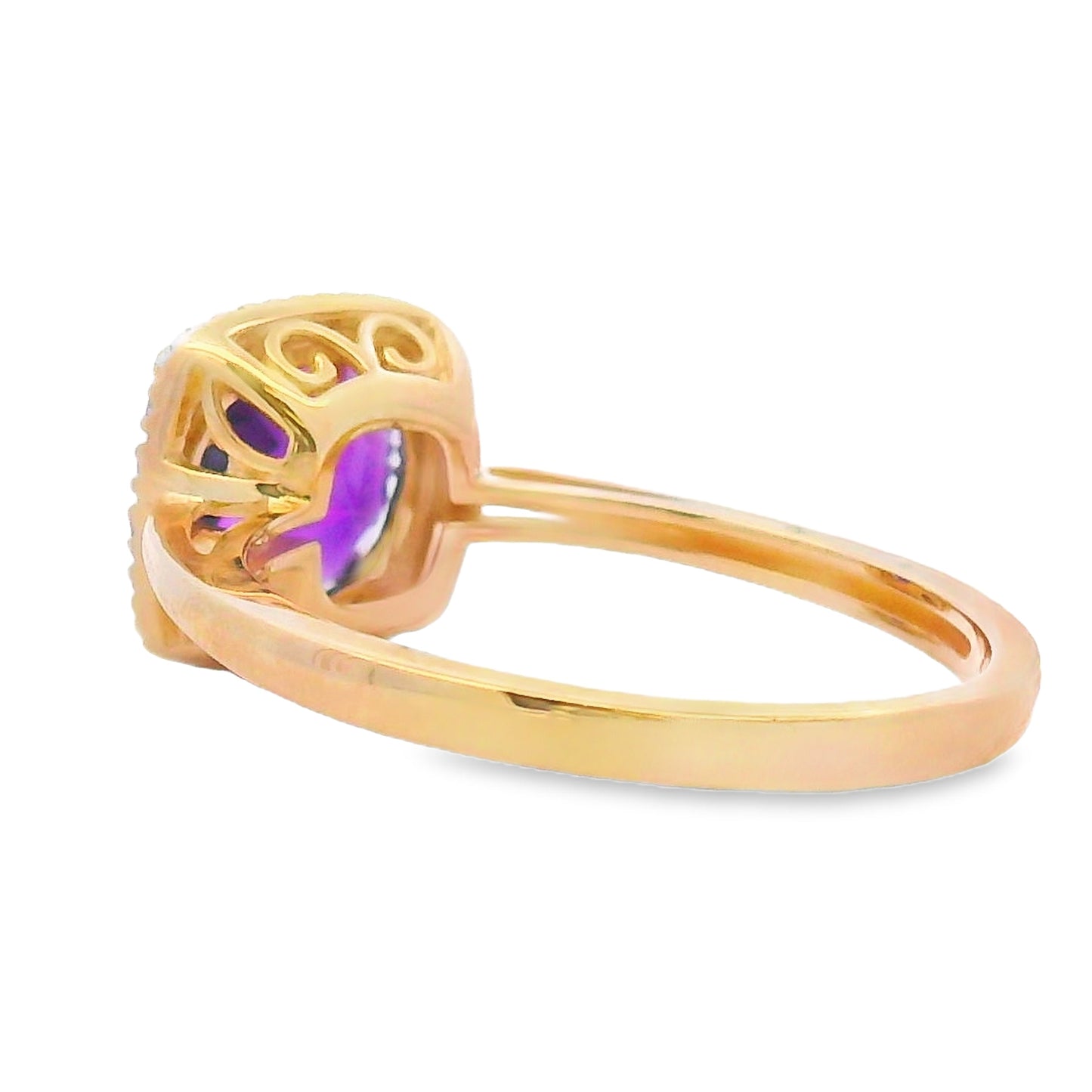 Genuine 1.34ct Amethyst Diamond Ring 10KT Yellow Gold Bids.com