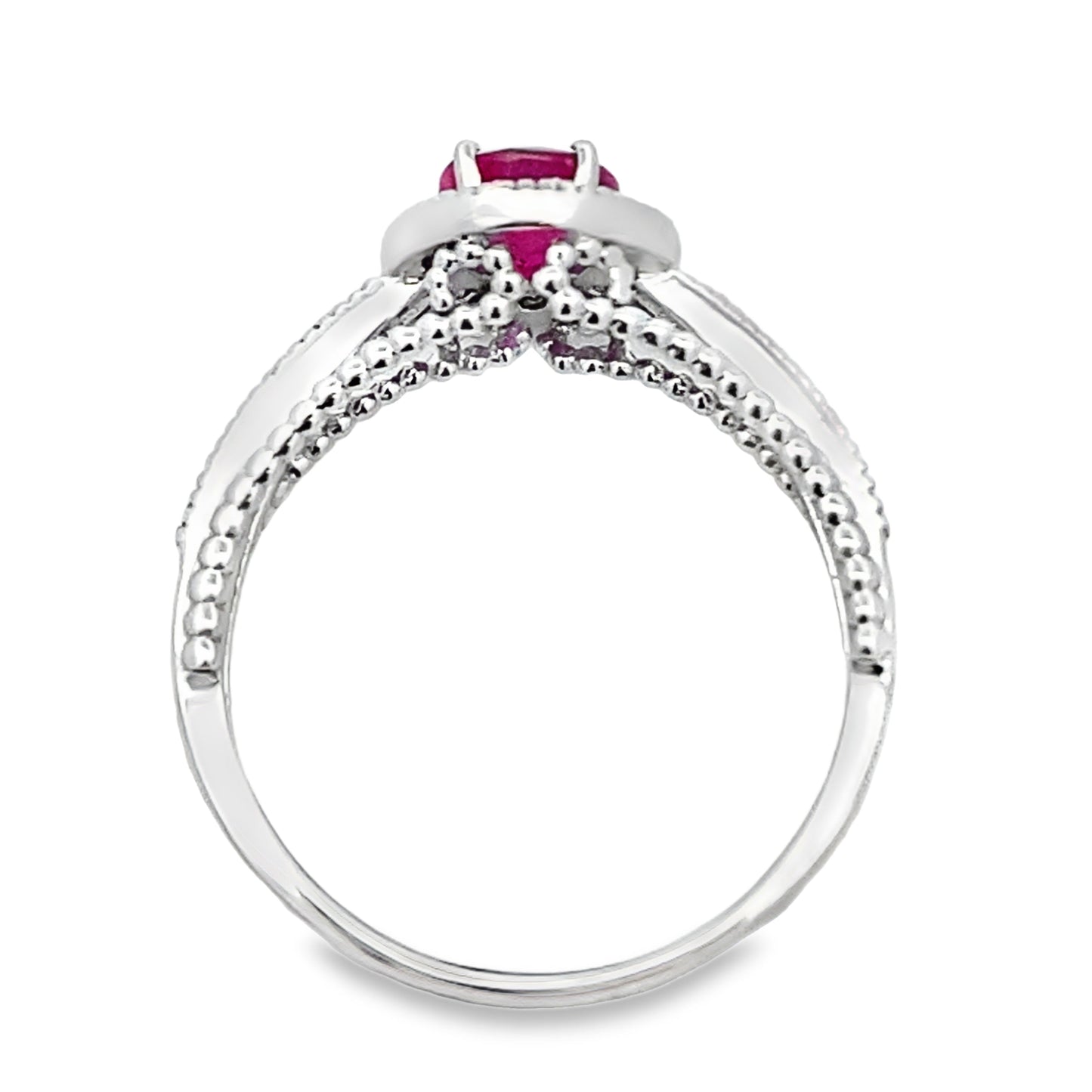 Genuine 1.35ct Ruby Diamond Ring 14KT White Gold Bids.com