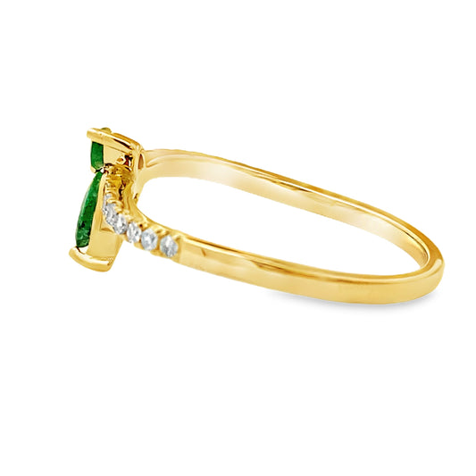 Natural .29ct Emerald Diamond Ring 14KT Yellow Gold Bids.com
