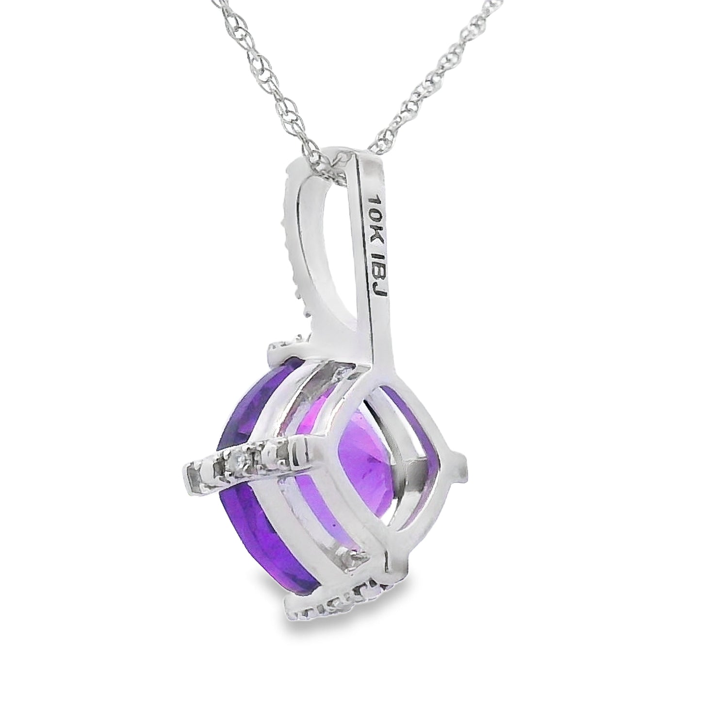 Amethyst Diamond Fashion Pendants 10KT White Gold Bids.com