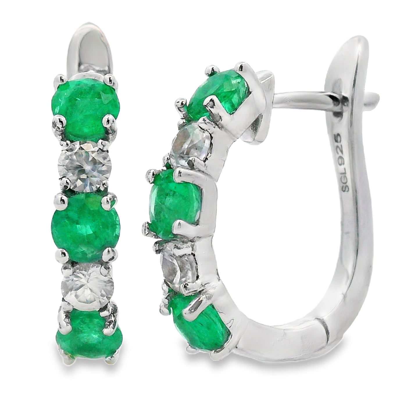 2.12ct Emerald Zircon Dangle Earrings Sterling Silver Bids.com