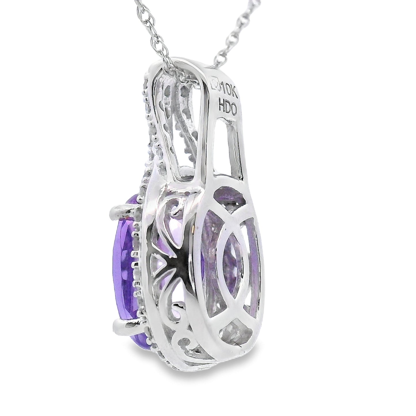 Amethyst Diamond Fashion Pendants 10KT White Gold Bids.com
