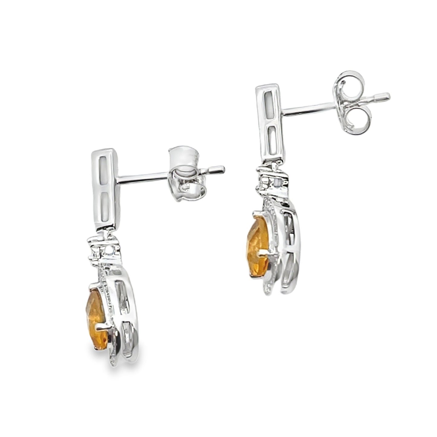 .89ct Citrine Diamond Dangle Earrings 10KT White Gold Bids.com