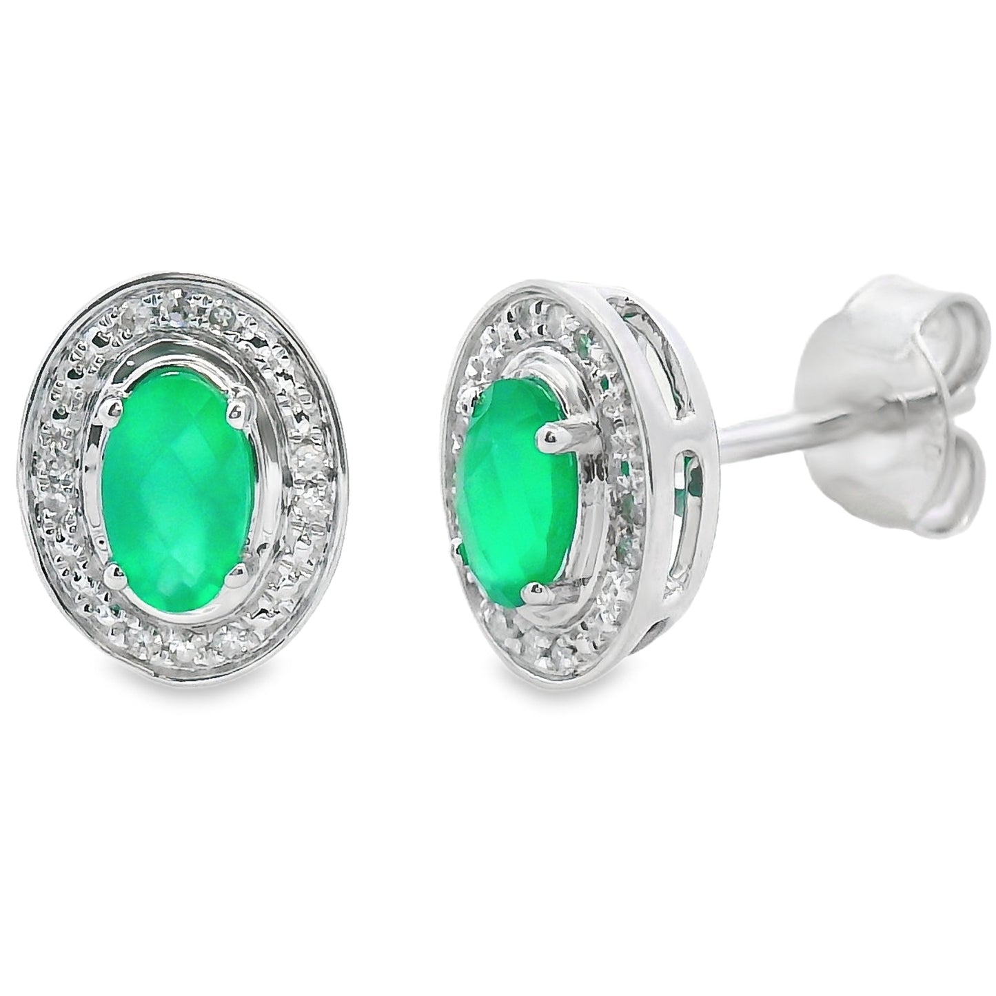 .54ct Chalcedony Diamond Earrings 10KT White Gold Bids.com