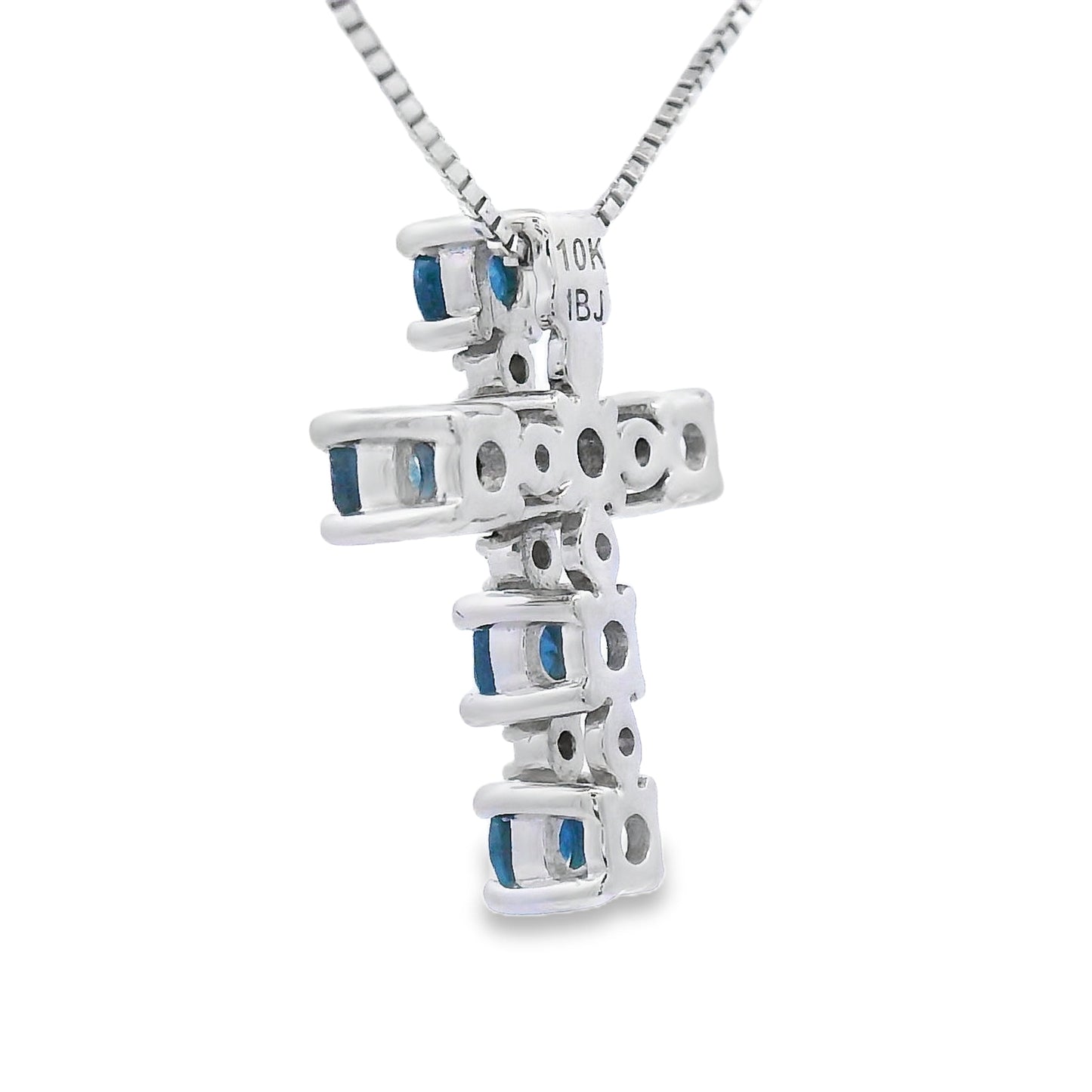 .32ct Sapphire Cross Religious Pendant 10KT White Gold Bids.com