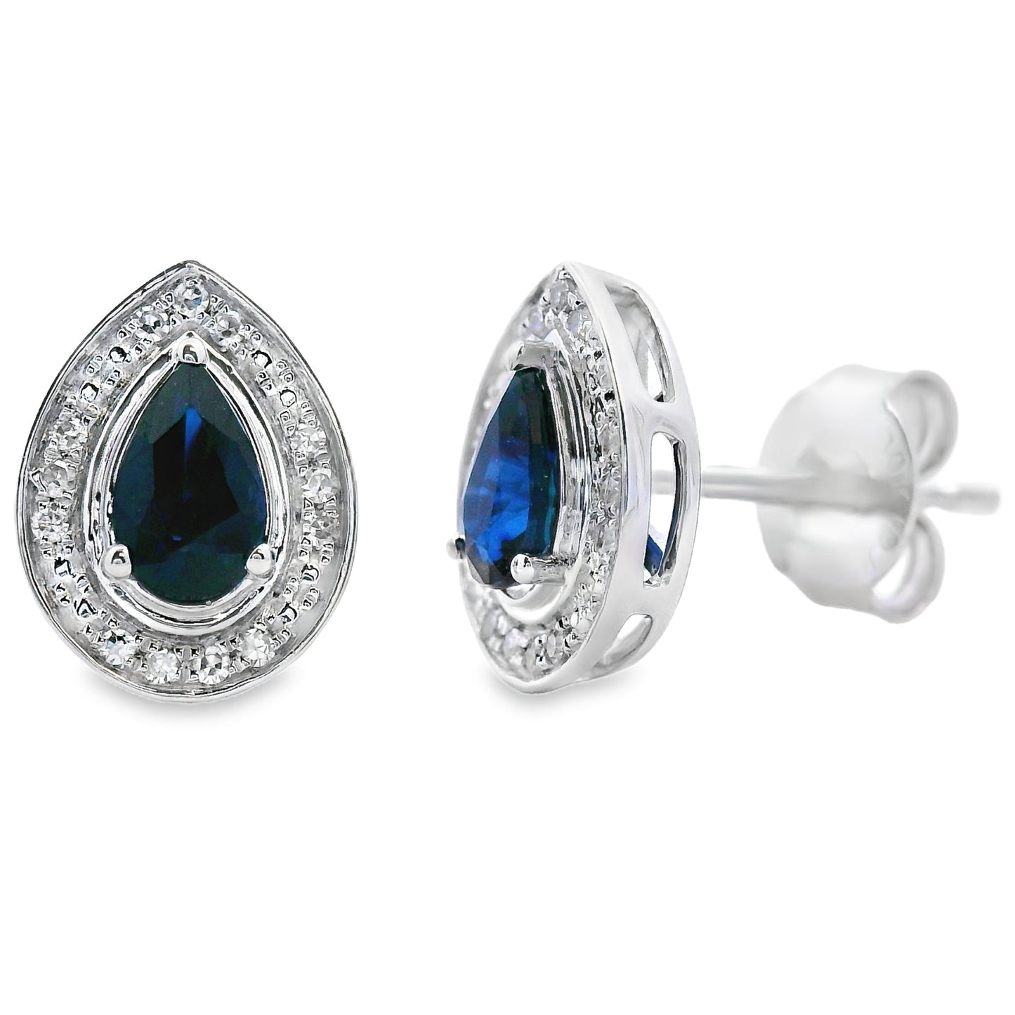 .58ct Sapphire Diamond Stud Earrings 10KT White Gold Bids.com