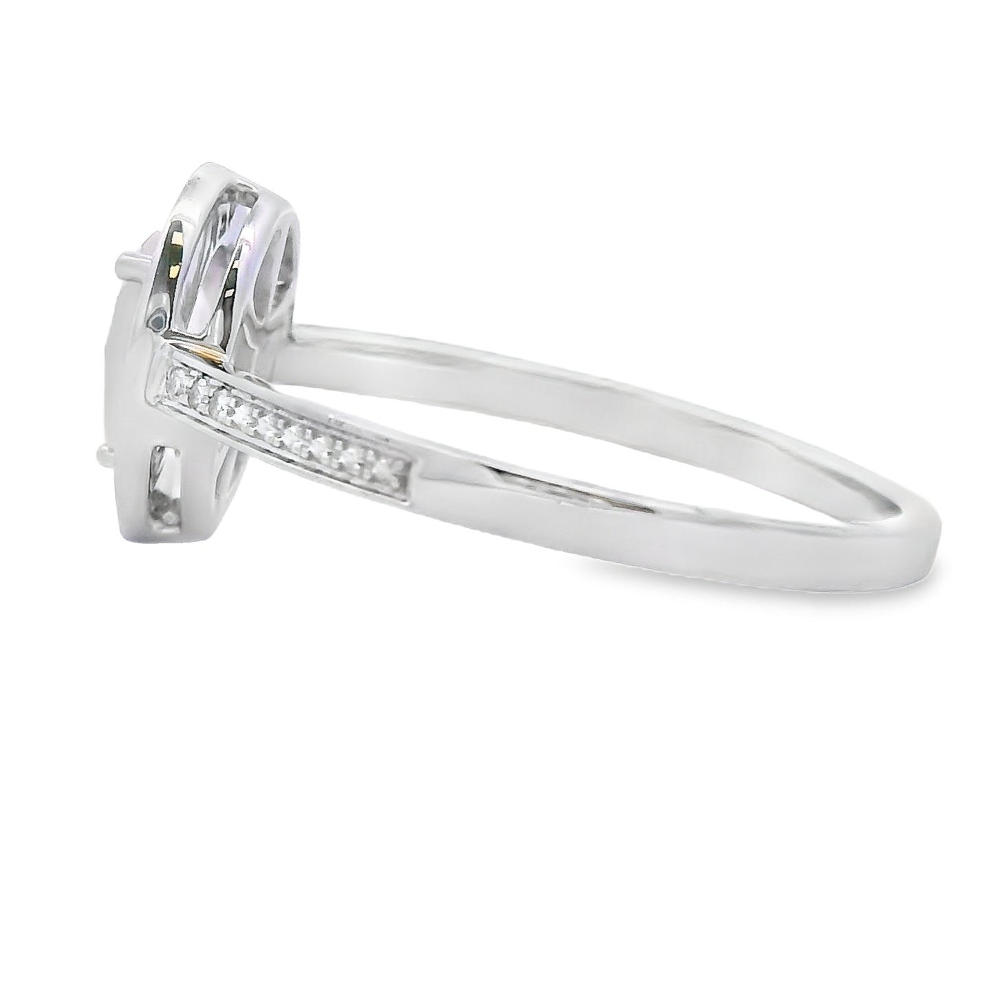 Genuine .44ct Rose Quartz Diamond Ring 10KT White Gold Bids.com