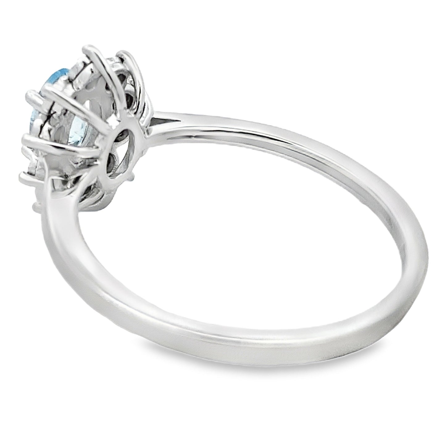 Genuine .43ct Aquamarine Diamond Ring 10KT White Gold Bids.com