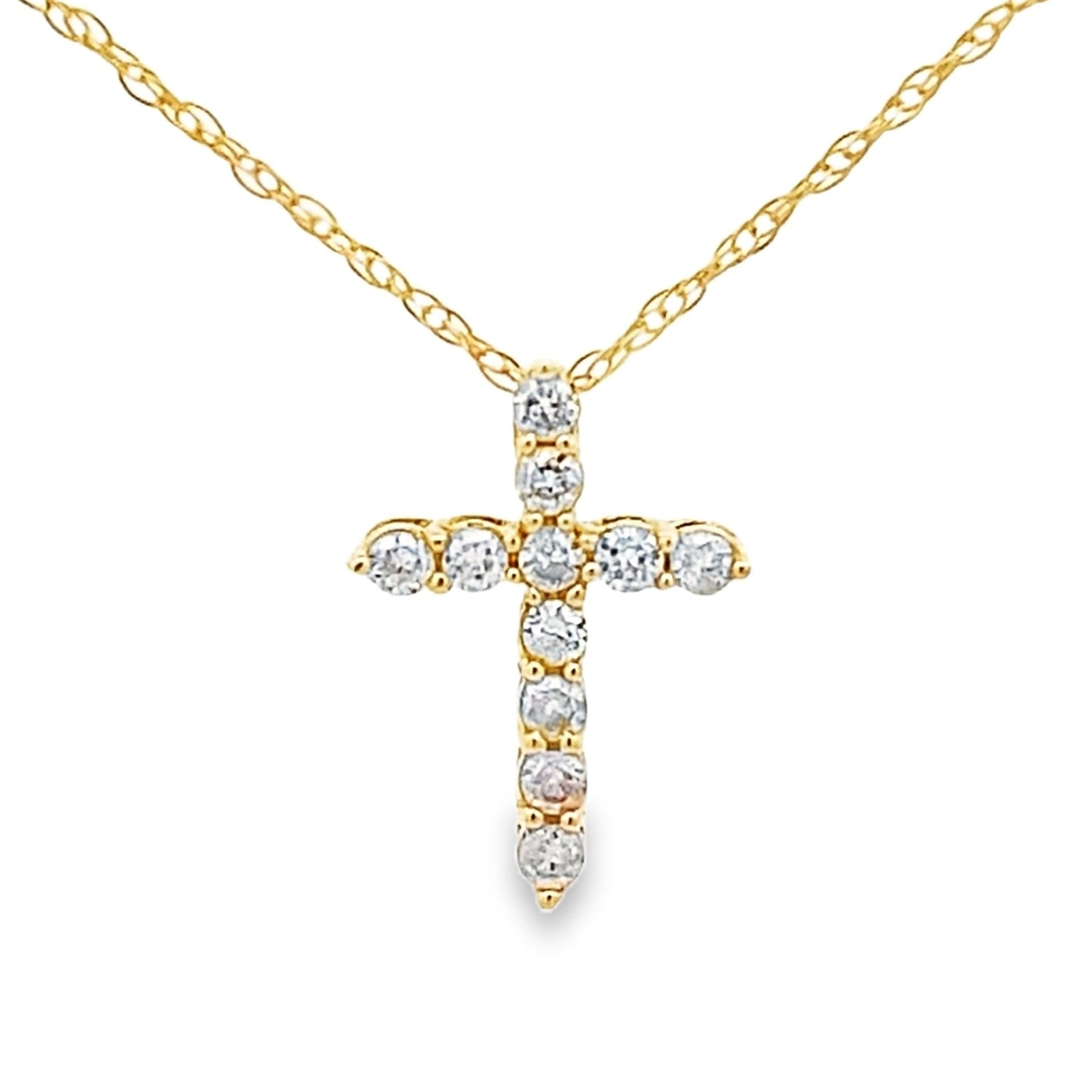 .12ct Diamond Cross Religious Pendant 14KT Yellow Gold Bids.com