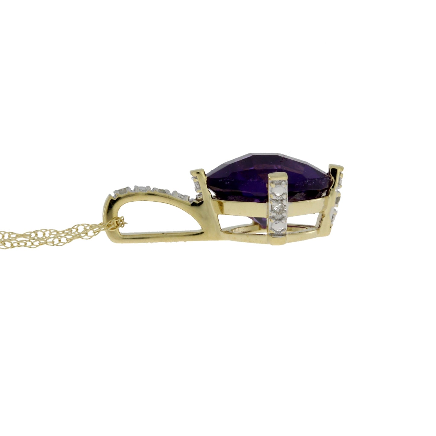 Amethyst Diamond Fashion Pendants 10KT Yellow Gold Bids.com