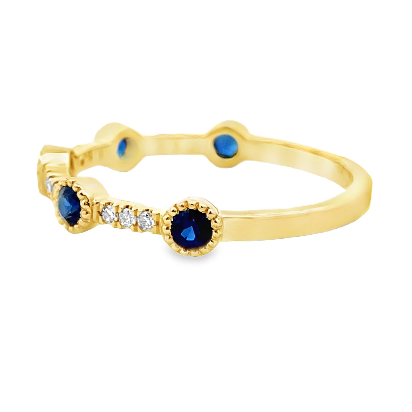 Sapphire Diamond stackable band set 14KT Yellow Gold Bids.com