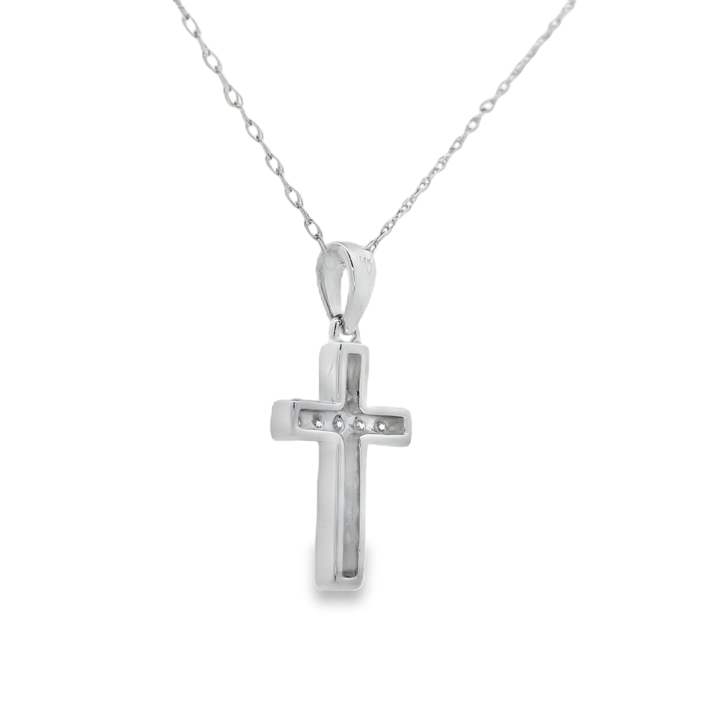 .12ct Diamond Cross Religious Pendant 14KT White Gold Bids.com