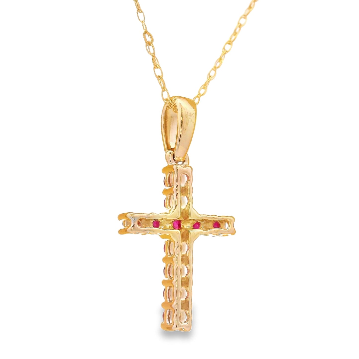 .29ct Ruby Cross Religious Pendant 14KT Yellow Gold Bids.com