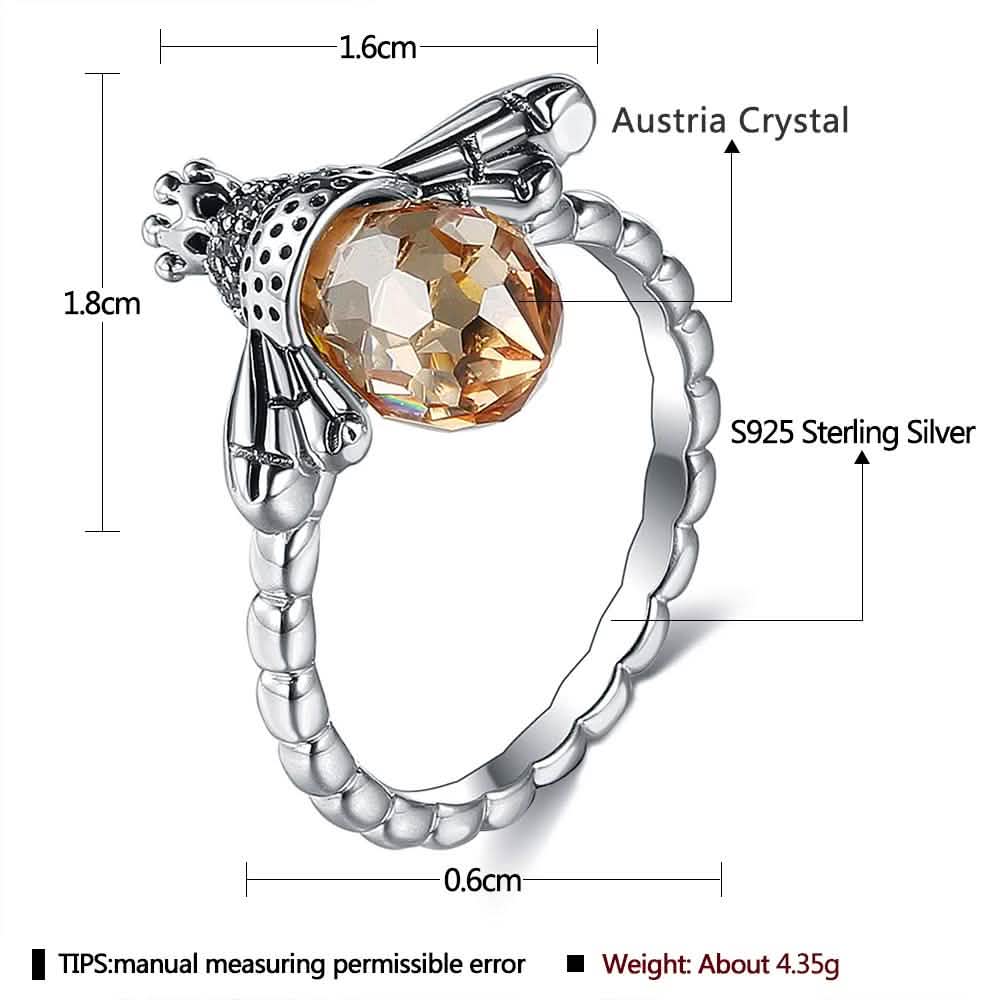 INALIS Sterling Silver Austria Crystal Rings Creative Bee Design DailySale