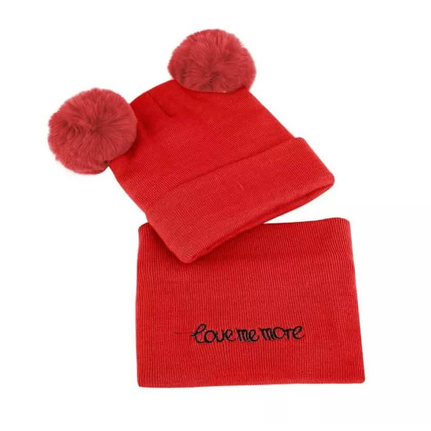 Infant Baby Winter Warm Knit Bobble Beanie Hat with Scarf Set DailySale
