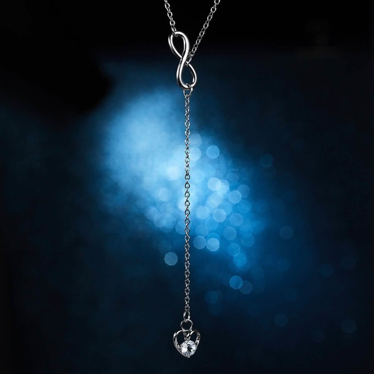 Infinity Heart Crystal Lariat Pendant Necklace DailySale