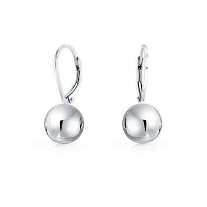 Italian Sterling Silver Leverback Ball Earrings DailySale