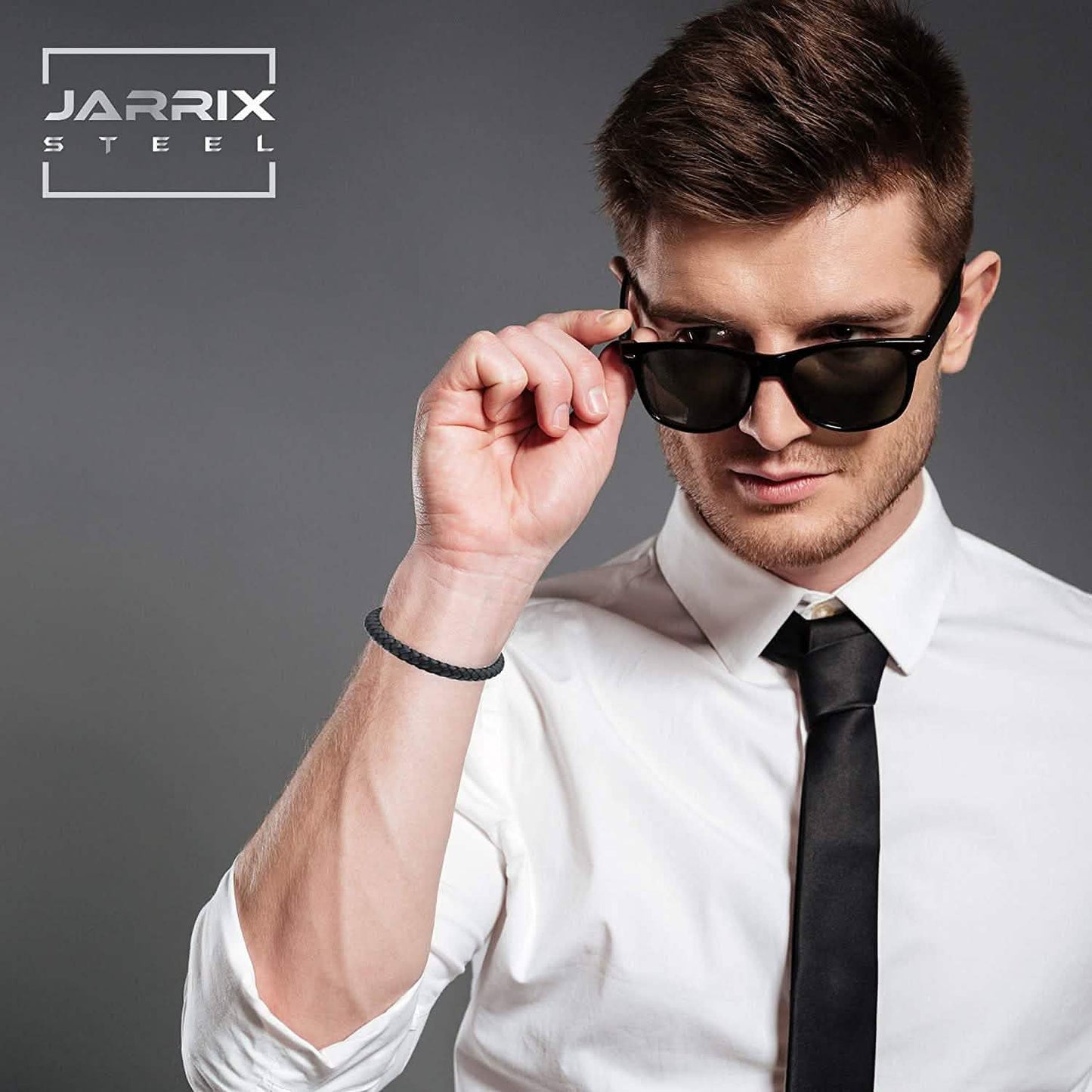 Jarrix Steel Men's Bracelet Leather Stainless Steel Magnetic Closure DailySale