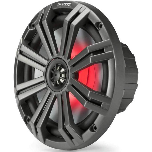 KICKER Pair 45KM84L 8" 600 Watt Marine Boat Waterproof Speakers w/LED's KM8 (Refurbished) DailySale