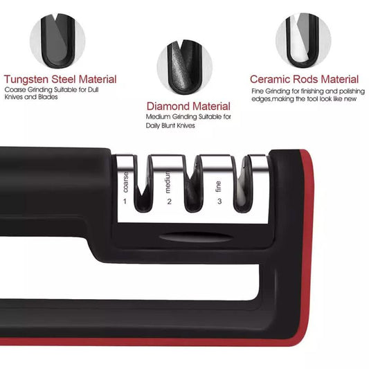 Knife Sharpener Professional Ceramic Tungsten Kitchen Sharpening System Tool DailySale