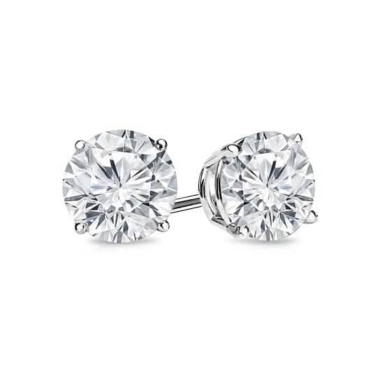 Lab Created White Topaz 6mm Round Cut 925 Sterling Silver Stud Earrings DailySale