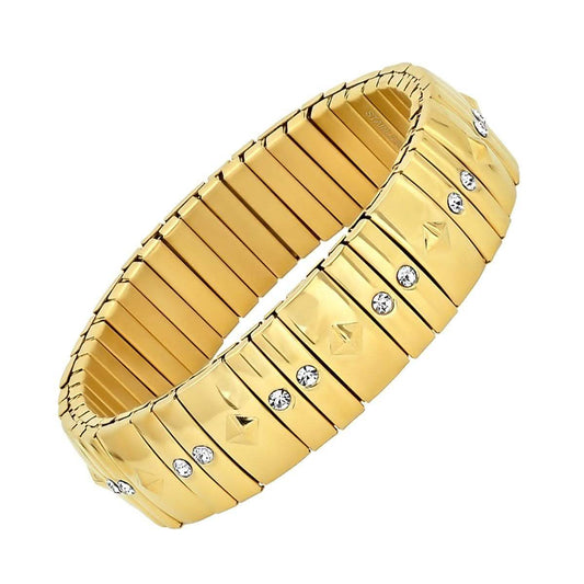 Ladies 18K Gold Studded Stretch Bracelet with Simulated Diamonds DailySale