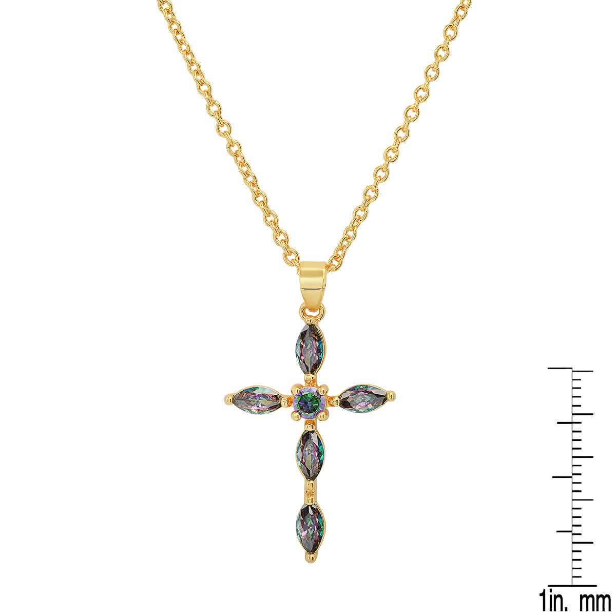 Ladies 18k Gold/White Gold Plated Brass Simulated Cross Pendant DailySale