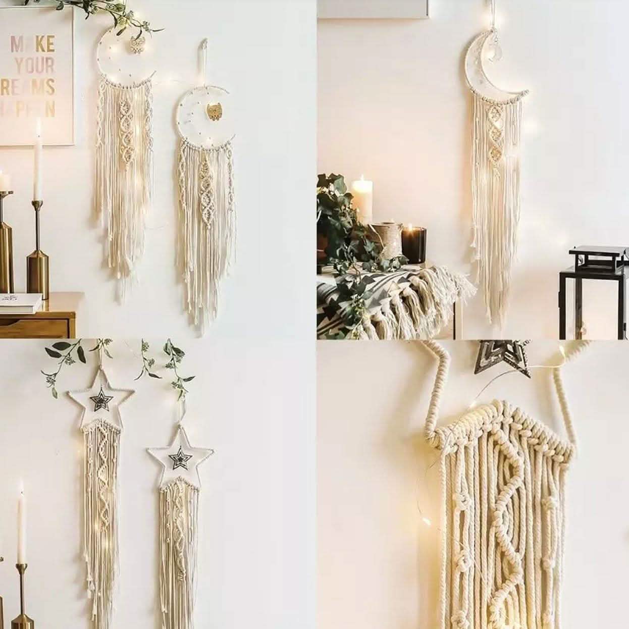 Macrame Woven Wall Hanging Boho Tapestry Moon Star Dreamcatcher Home Decor DailySale