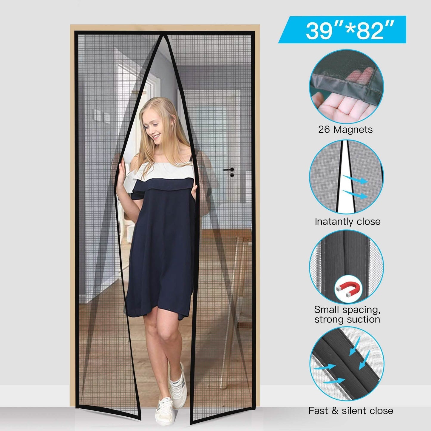 Magnetic Screen Door With Durable Fiberglass Mosquito Mesh Curtain DailySale