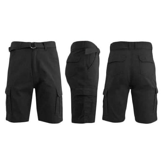 Men's 100% Cotton Belted Cargo Shorts - Assorted Colors and Sizes DailySale