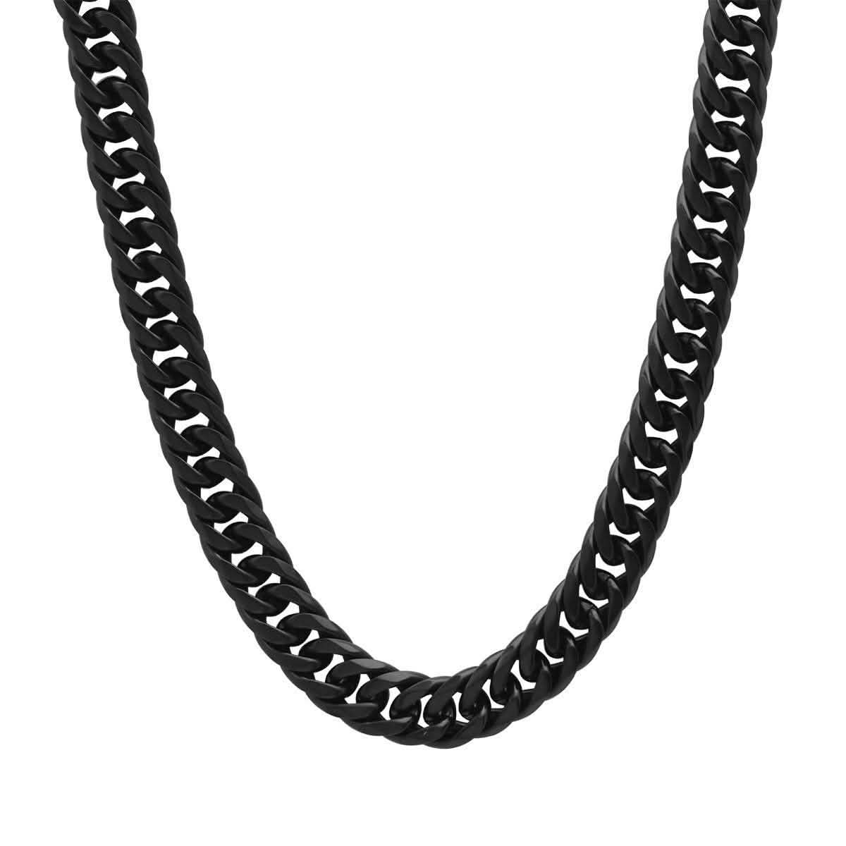 Men's Black IP Stainless Steel Curb Cuban Link Chain Necklace DailySale