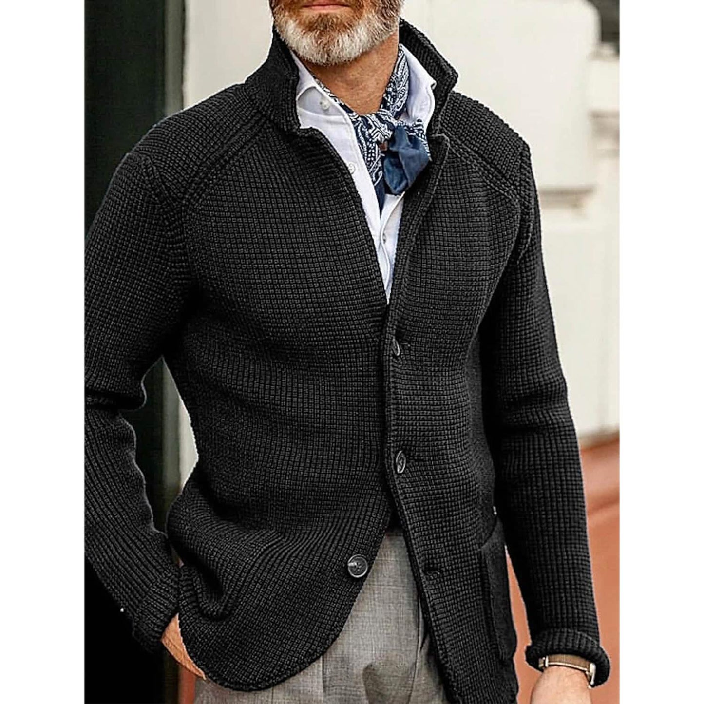Men's Cardigan Solid Color Sweater DailySale